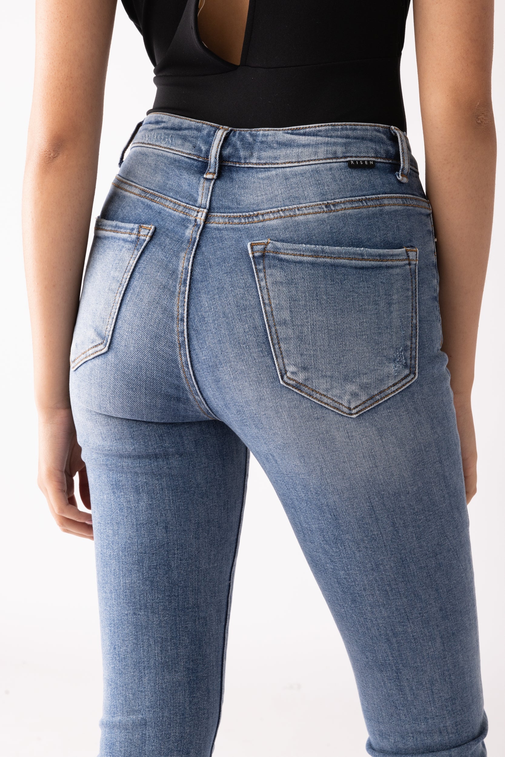 Morlie Mid Rise Straight Cropped Jeans