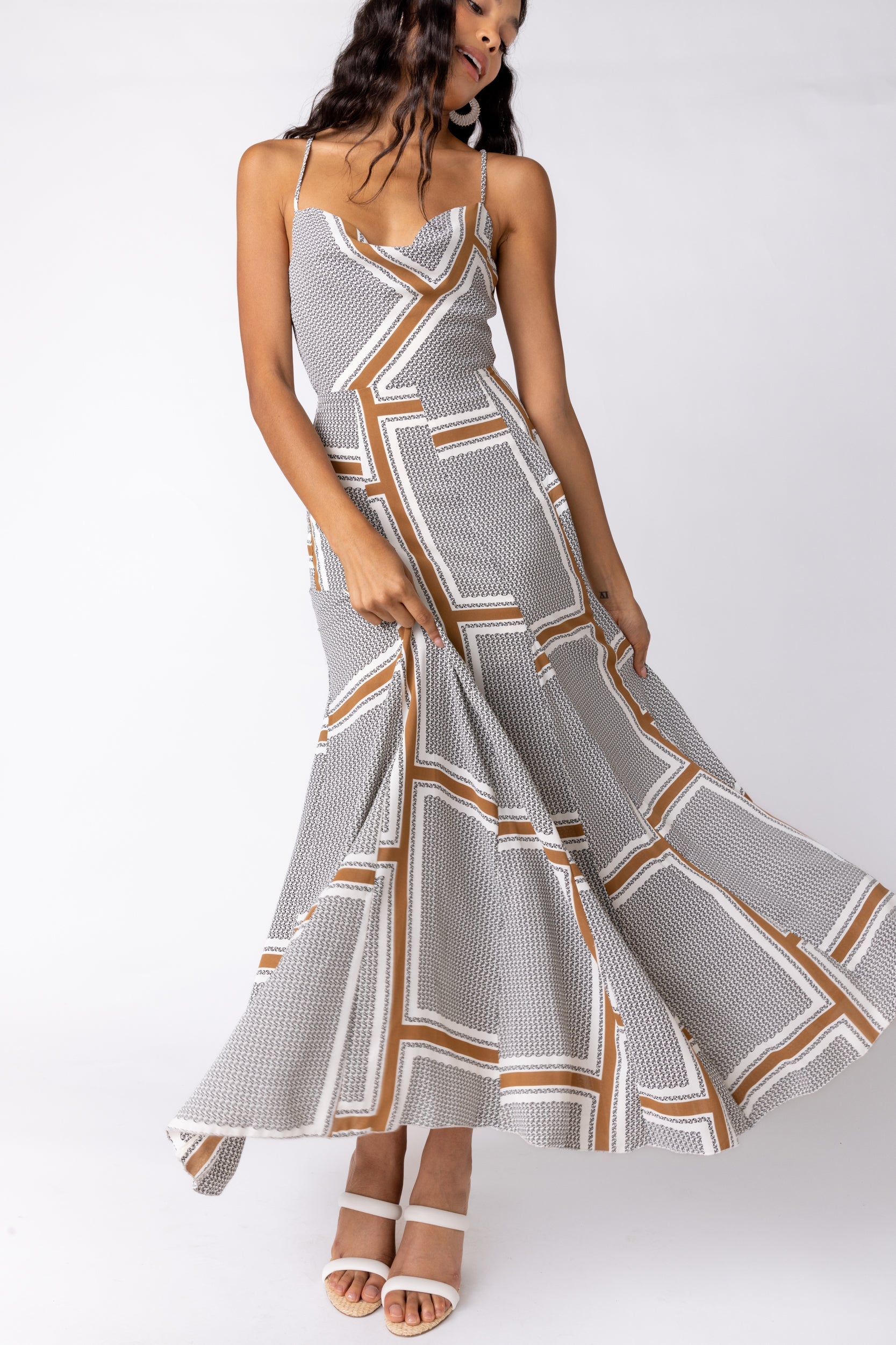 SALE - Warner Cowl Neck Printed Maxi Dress