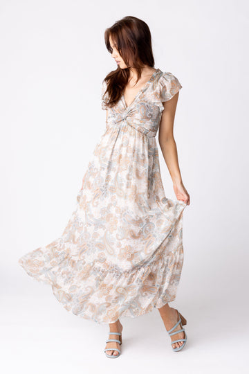 SALE - Sidney Paisley Ruffle Hem Maxi Dress