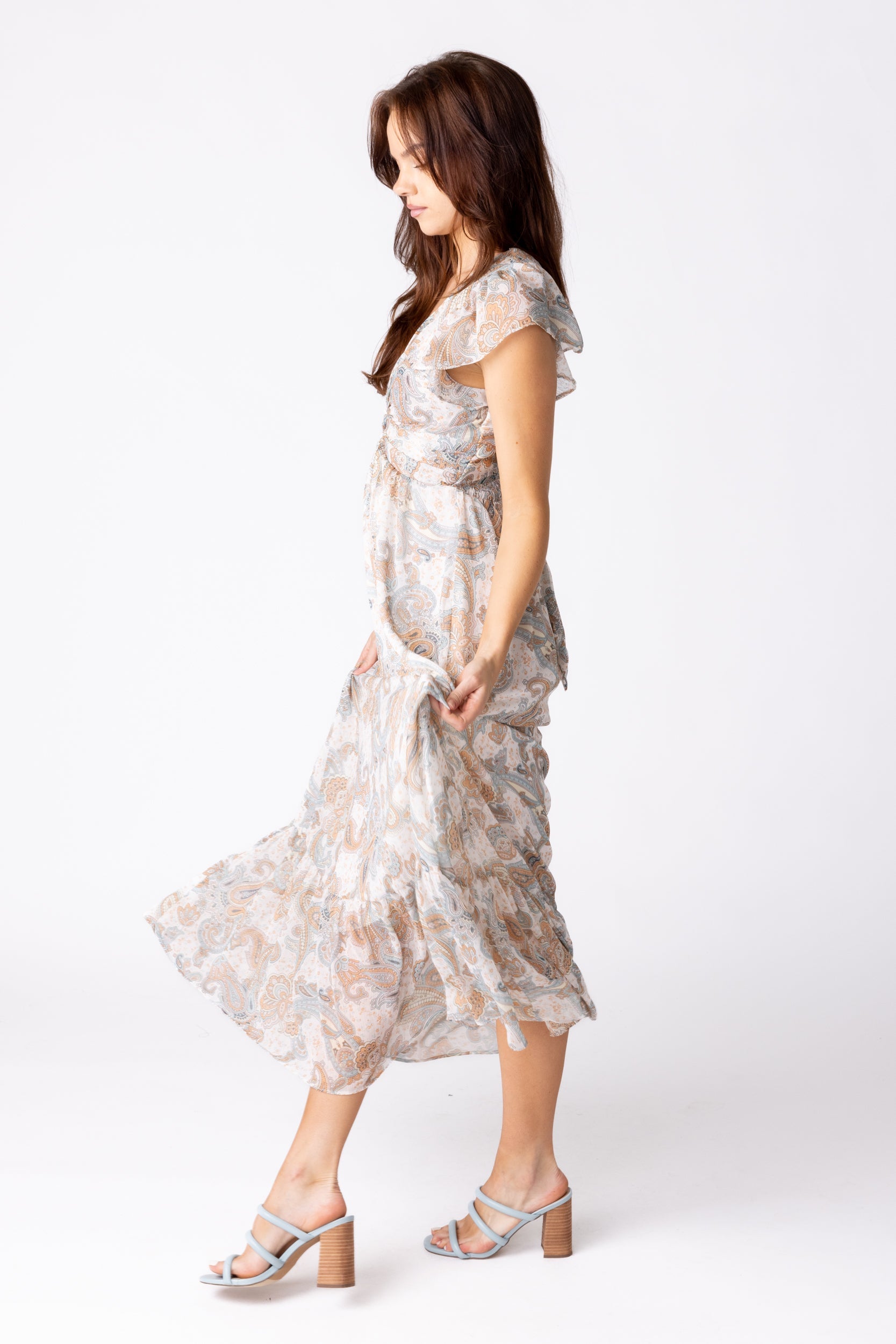 SALE - Sidney Paisley Ruffle Hem Maxi Dress