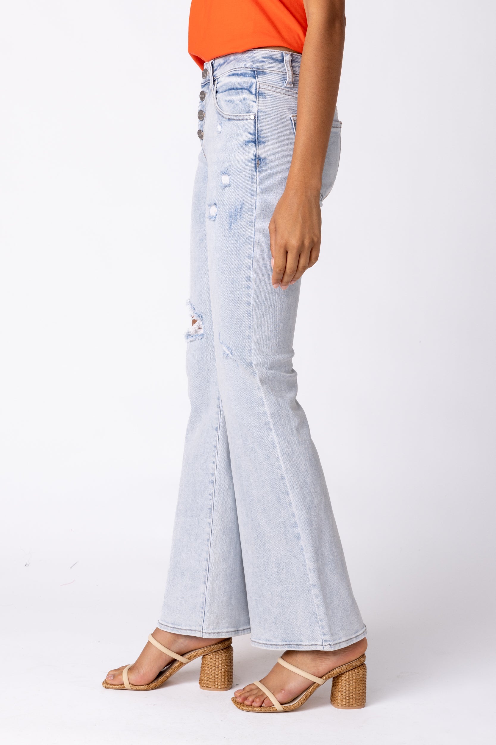 SALE - Crawford Mid Rise Button Fly Flare Jeans