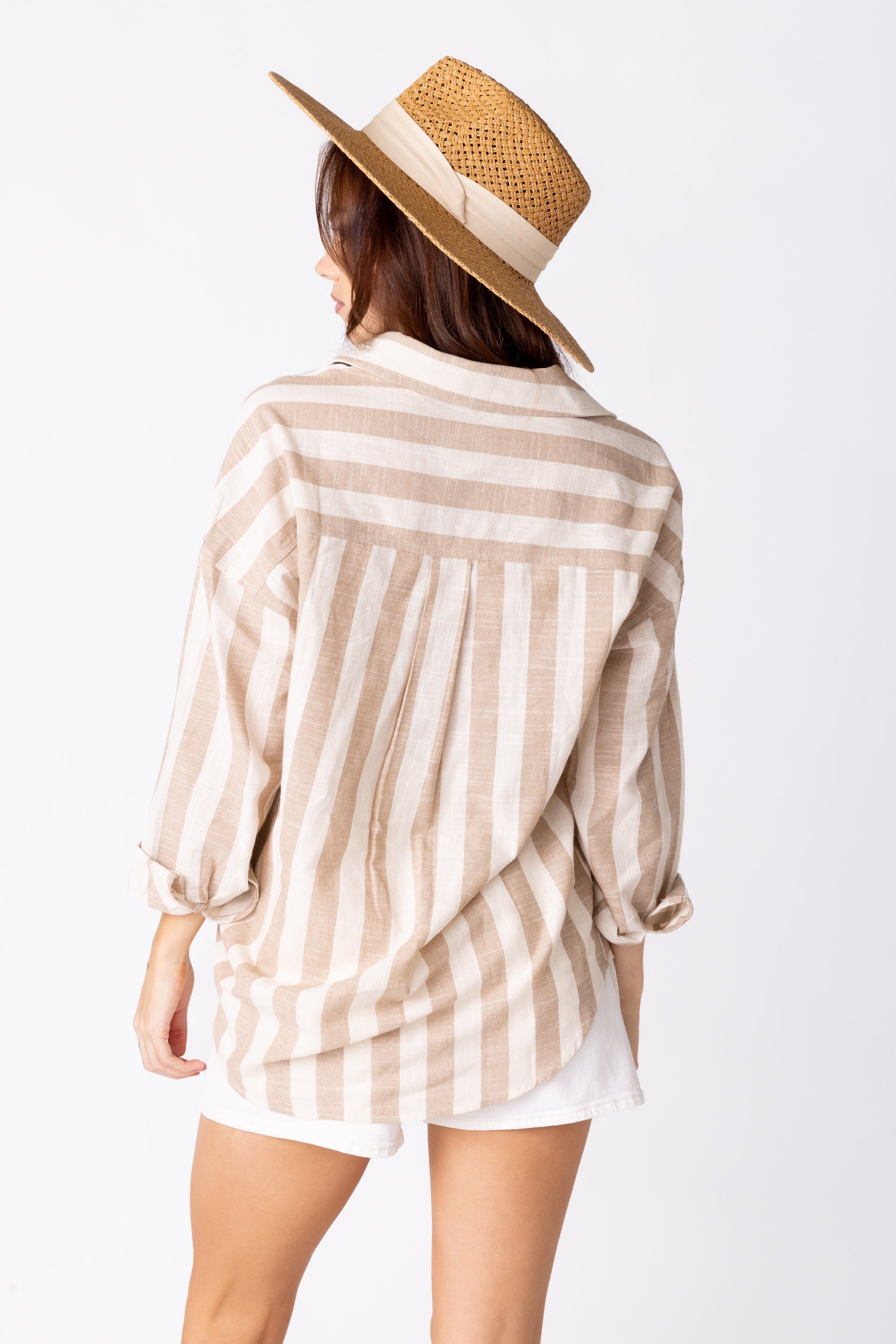 Elle Striped Button Up Blouse