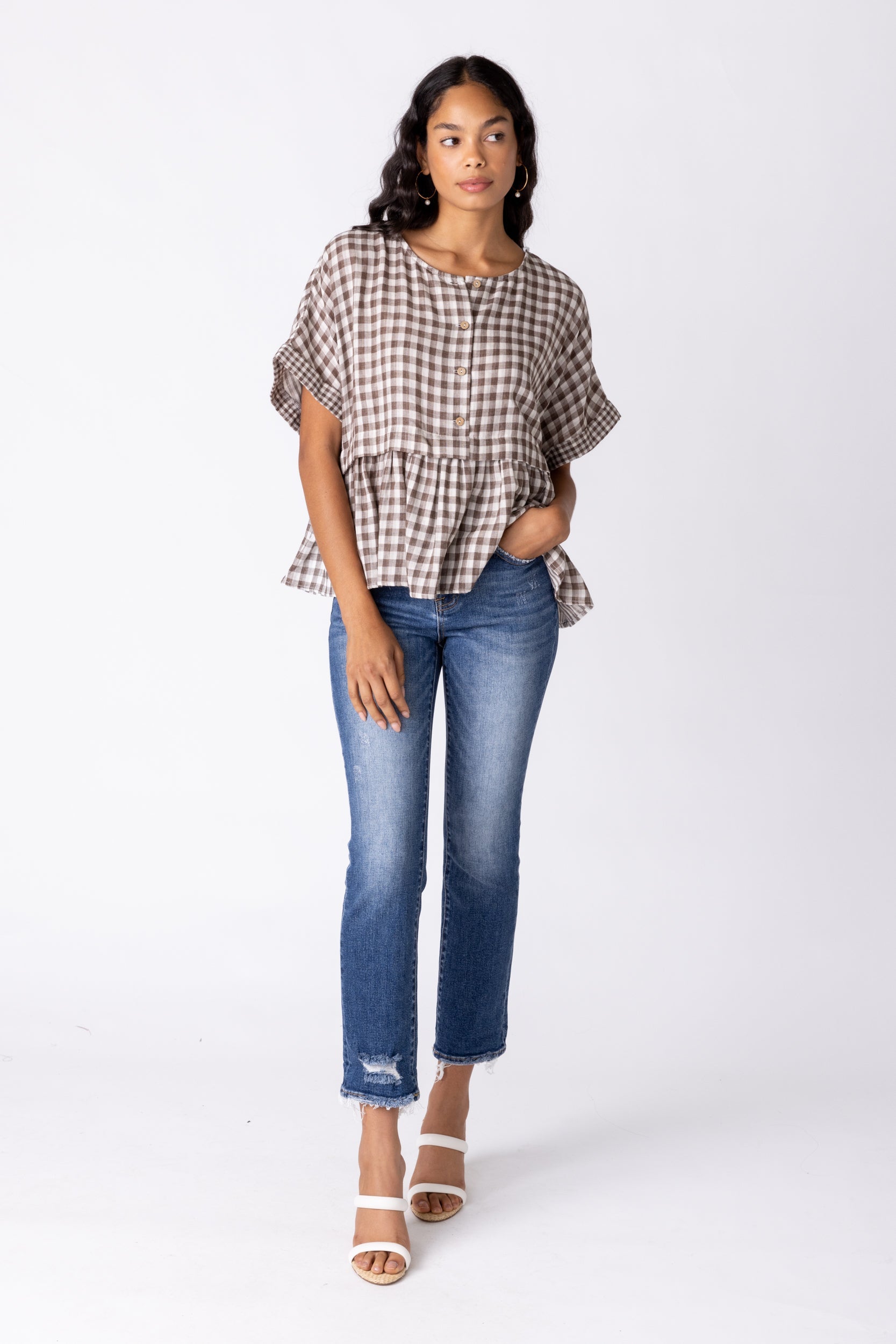 SALE - Landry Gingham Babydoll Top