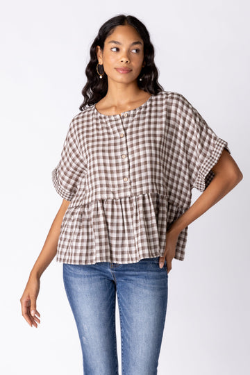 SALE - Landry Gingham Babydoll Top