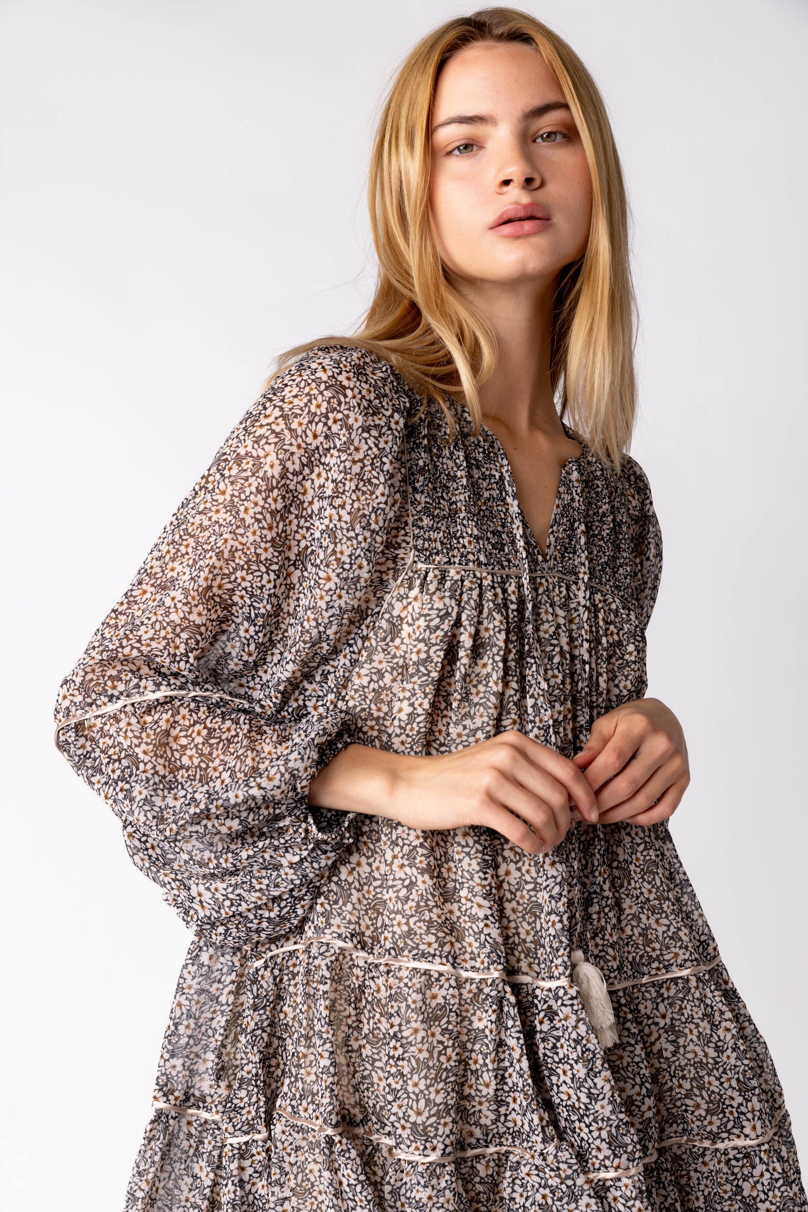 Laura Smocked Bib Mini Dress