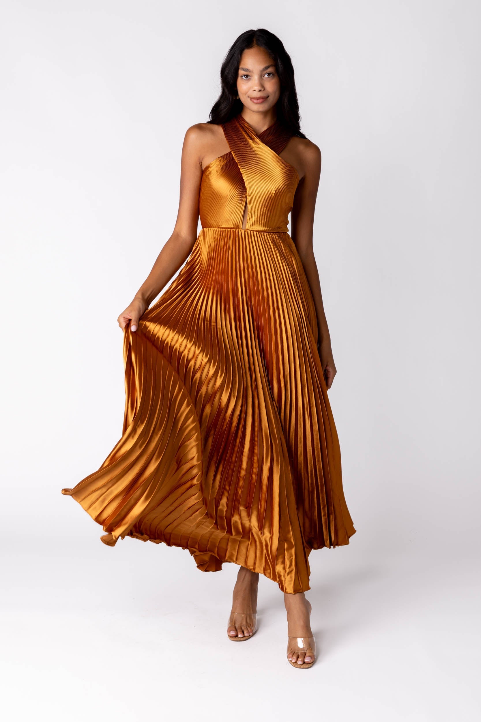 Holland Halter Pleated Dress