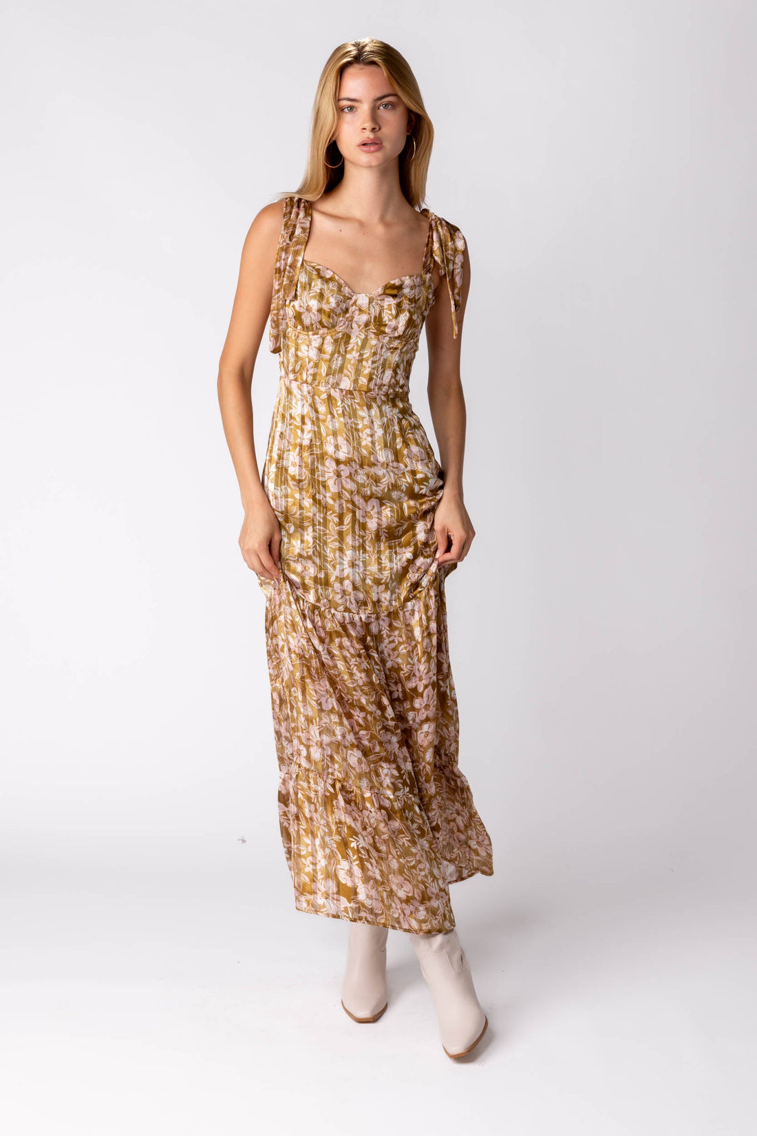 SALE - Lori Shoulder Tie Printed Maxi Dress