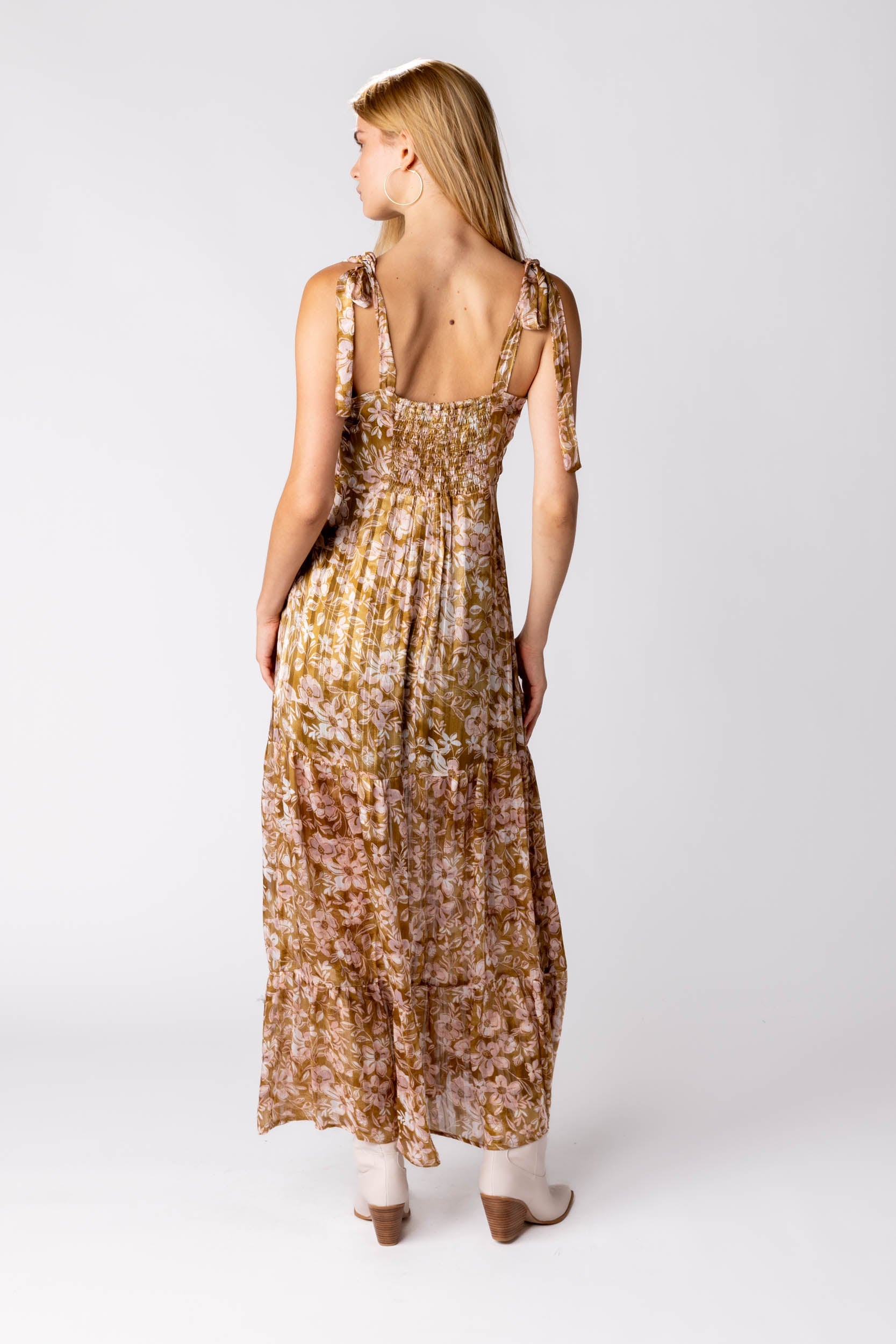 SALE - Lori Shoulder Tie Printed Maxi Dress