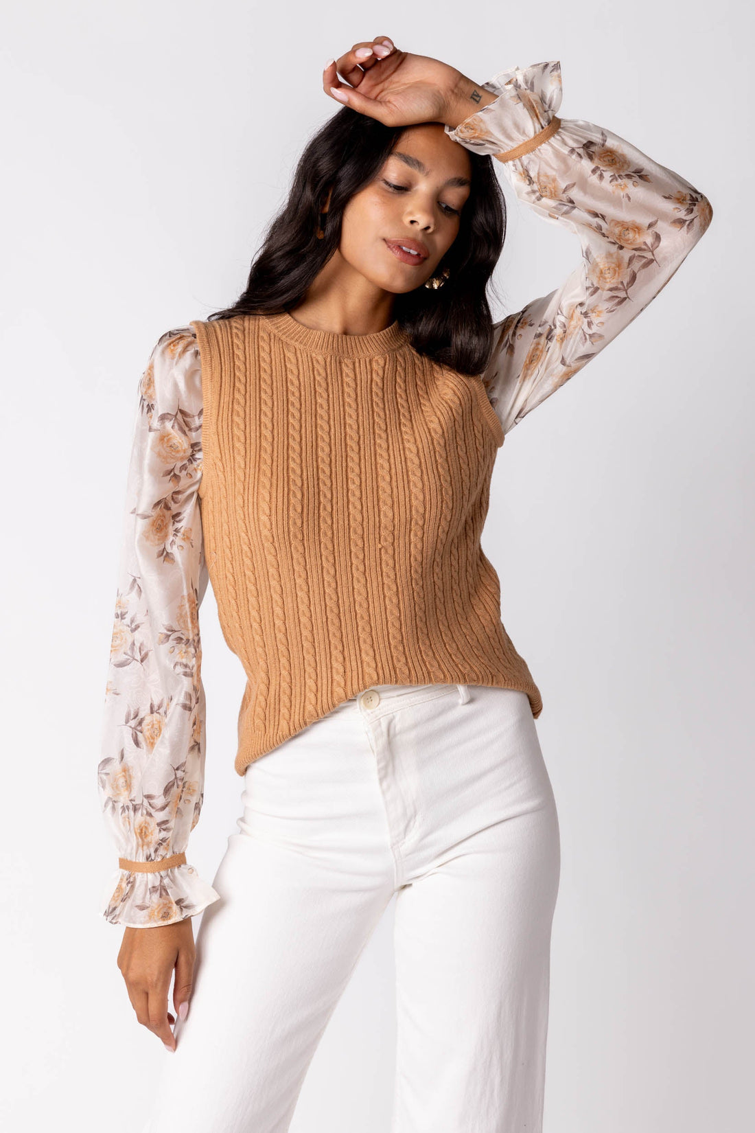 Cleo Printed Sleeve Sweater