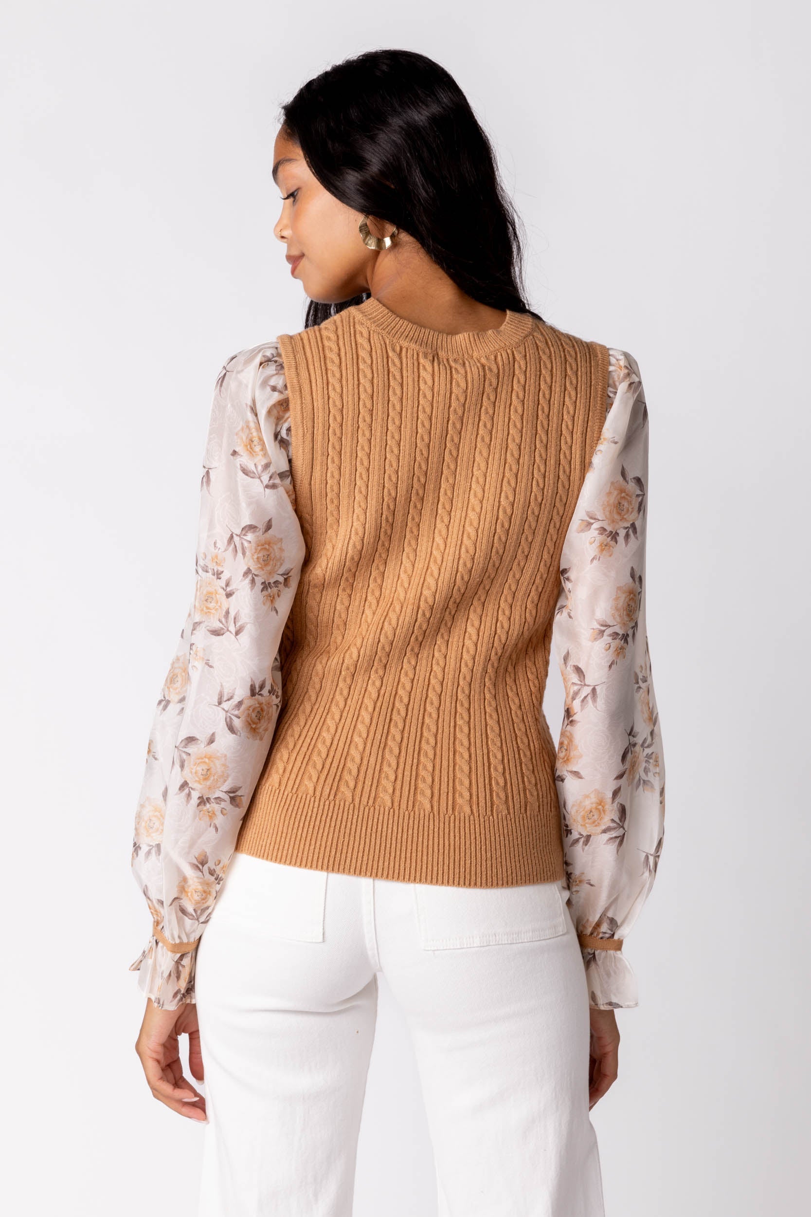Cleo Printed Sleeve Sweater