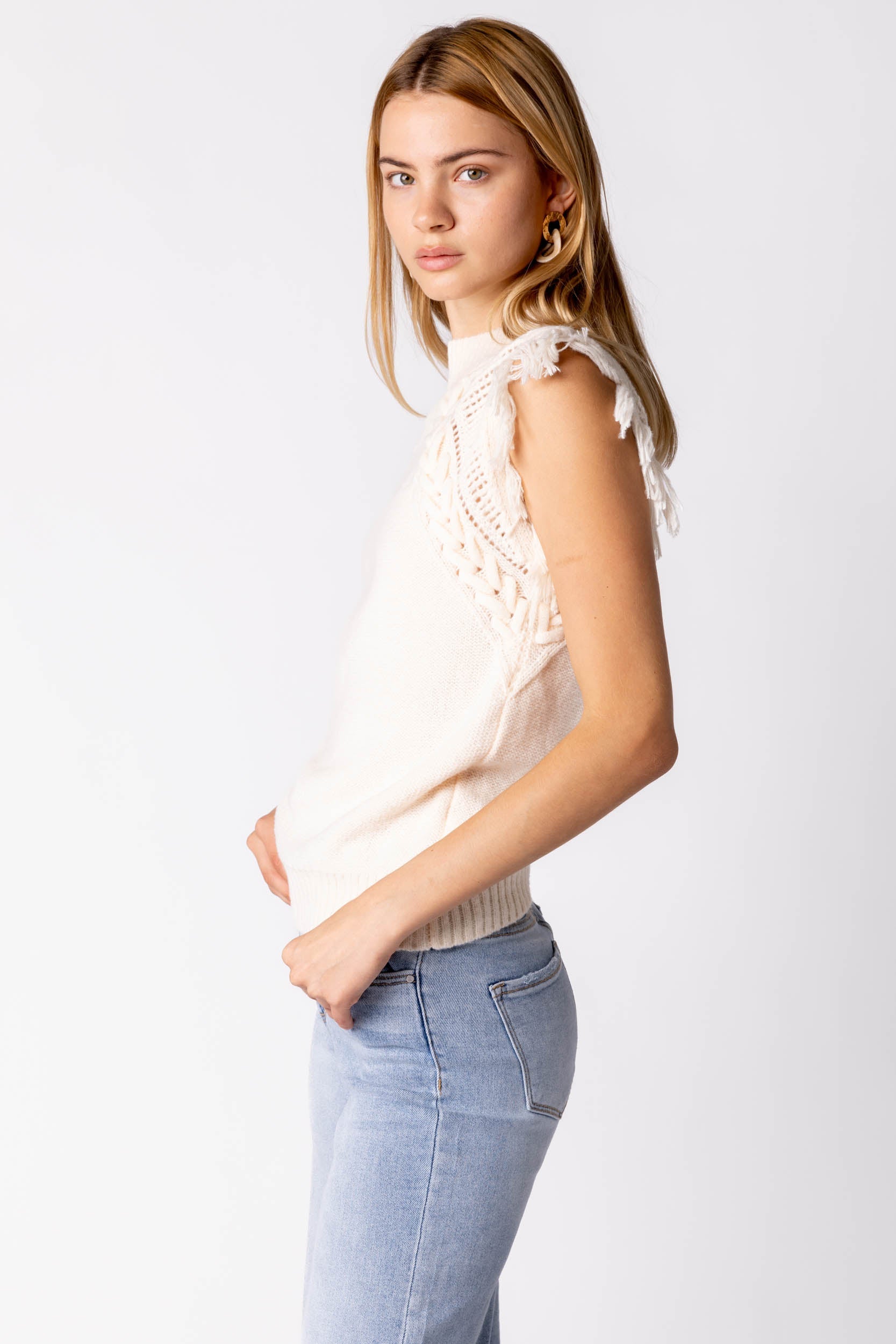 Ayla Fringe Detail Sleeveless Sweater