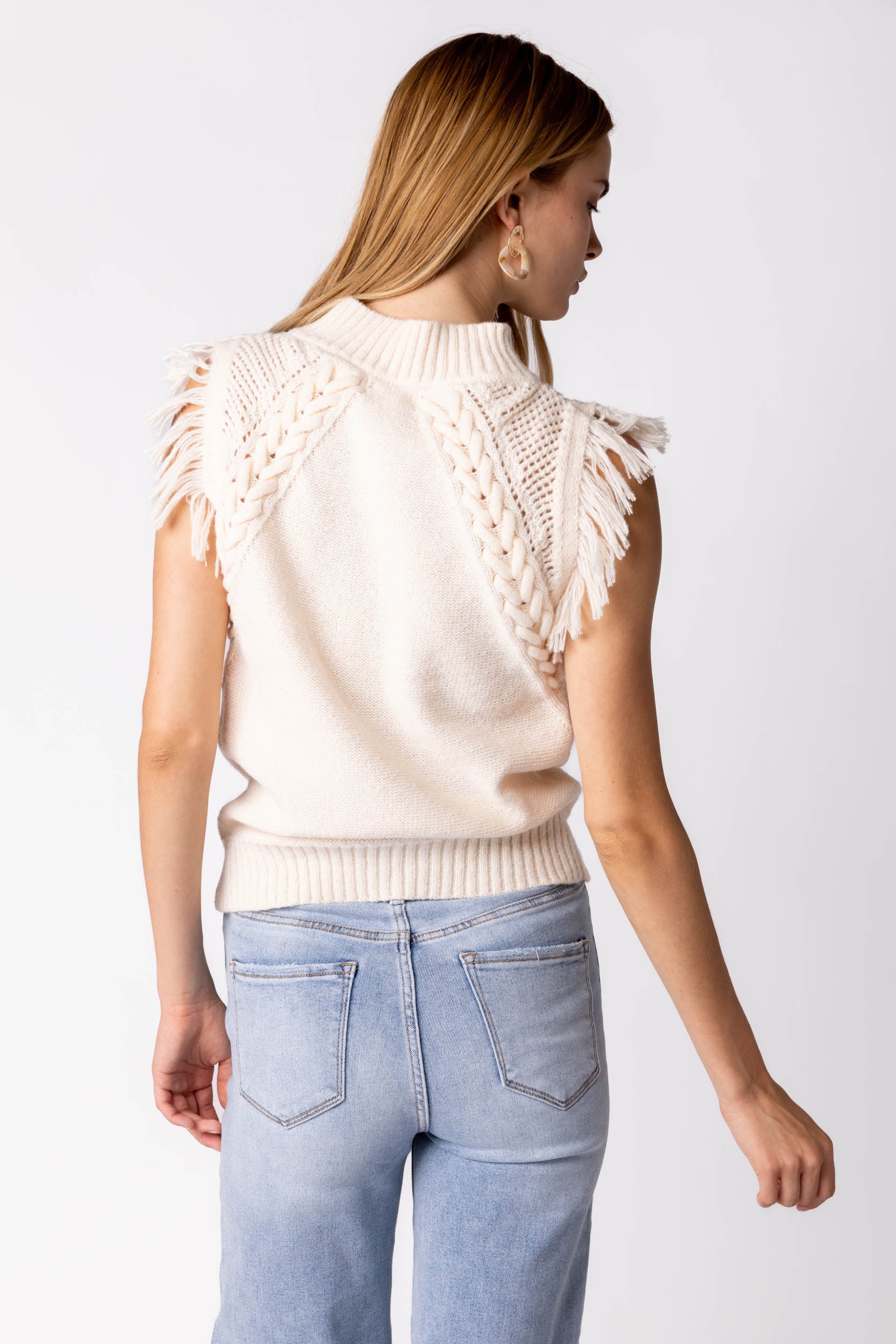 Ayla Fringe Detail Sleeveless Sweater