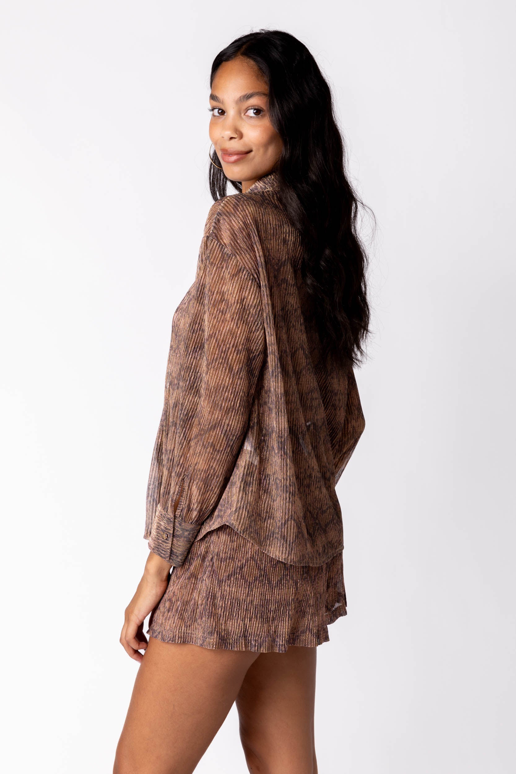 SALE - Sasha Crinkle Button Front Top