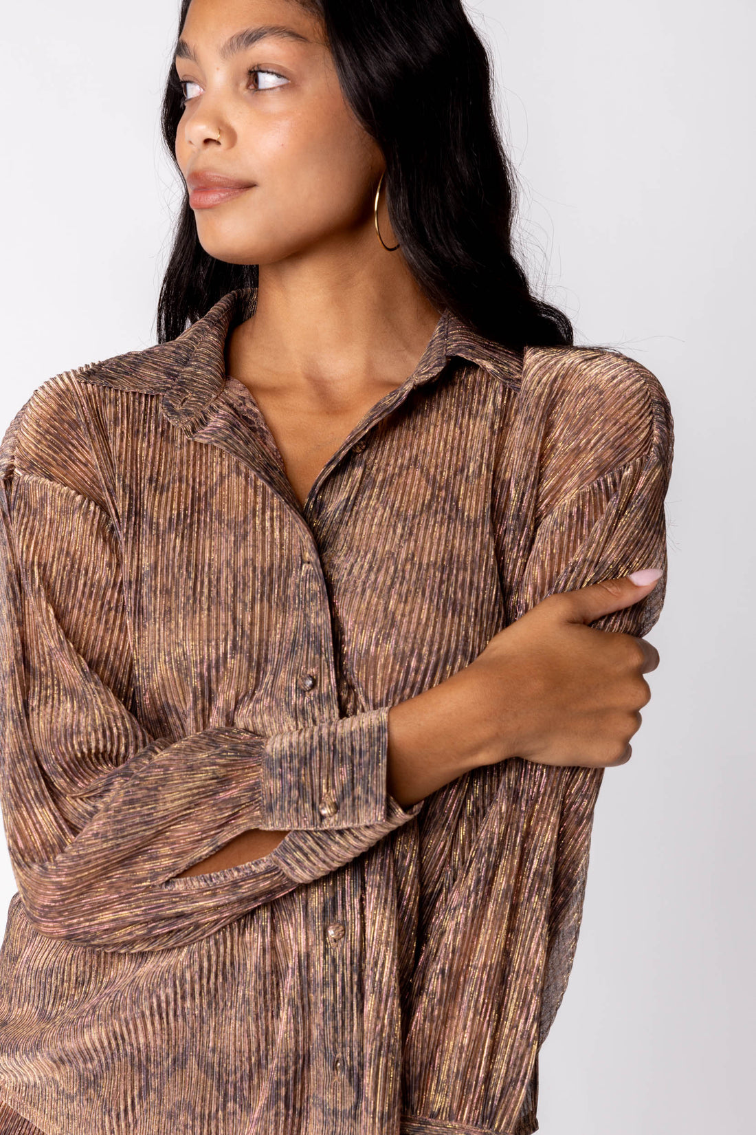 SALE - Sasha Crinkle Button Front Top