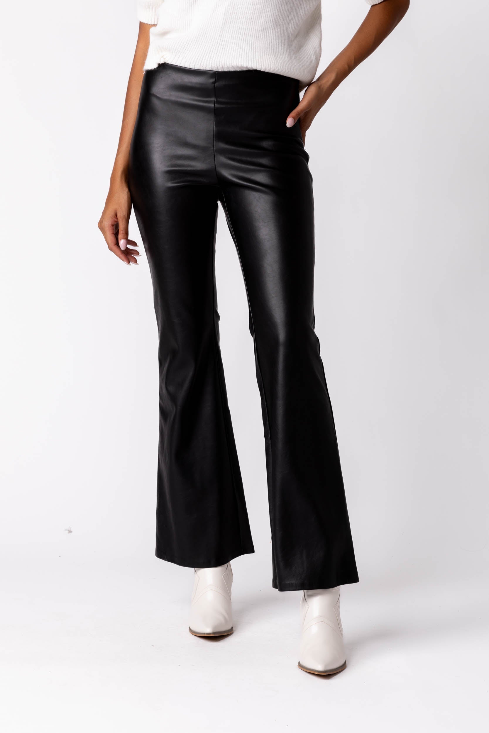 Mari Faux Leather Flare Pants