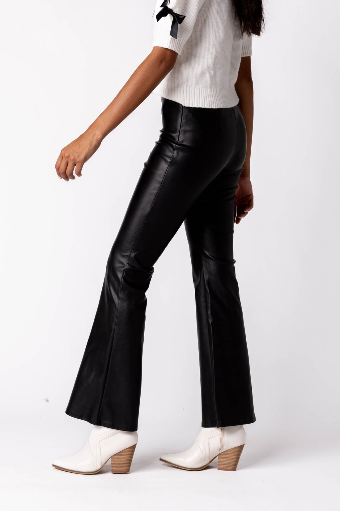 Mari Faux Leather Flare Pants