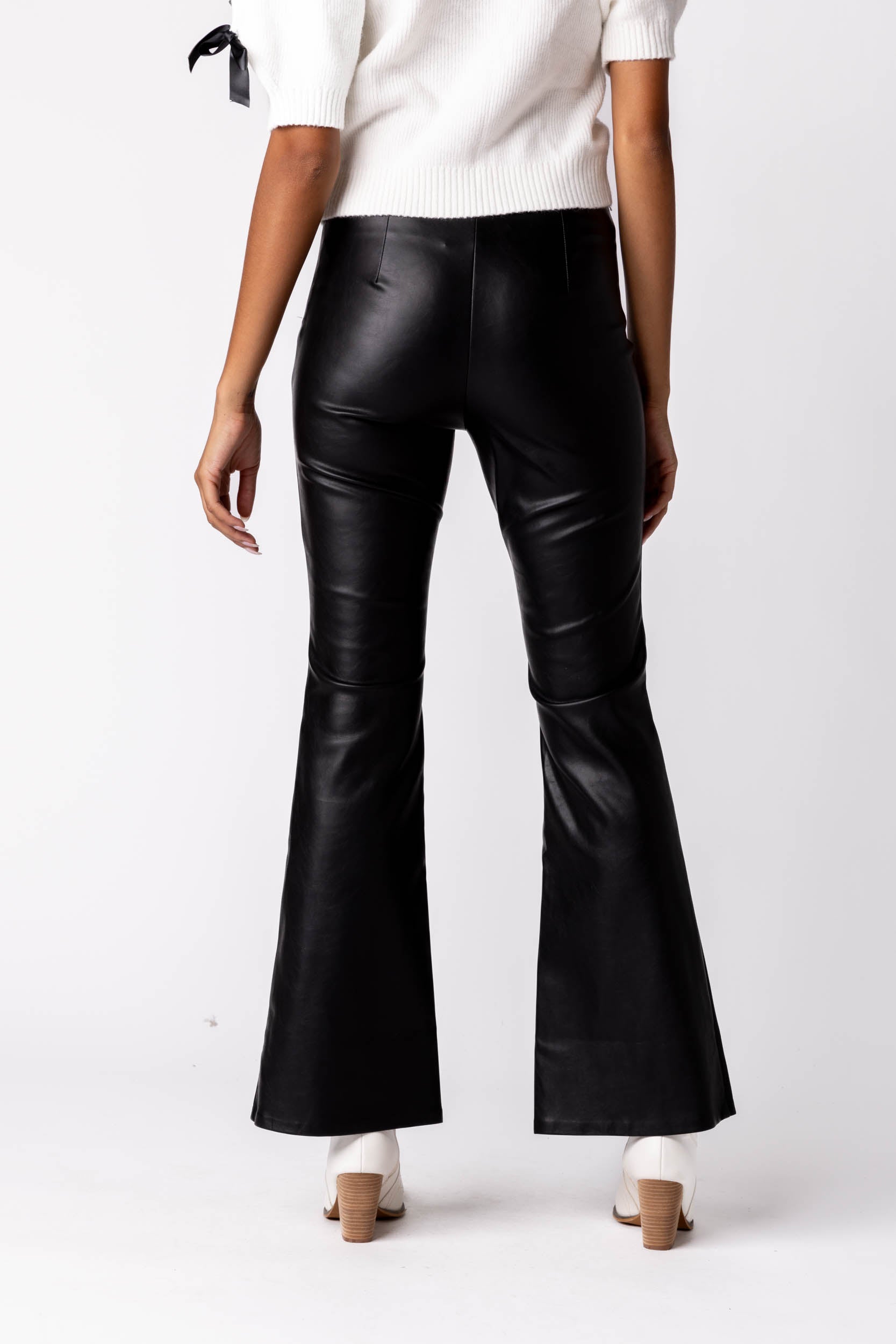 Mari Faux Leather Flare Pants