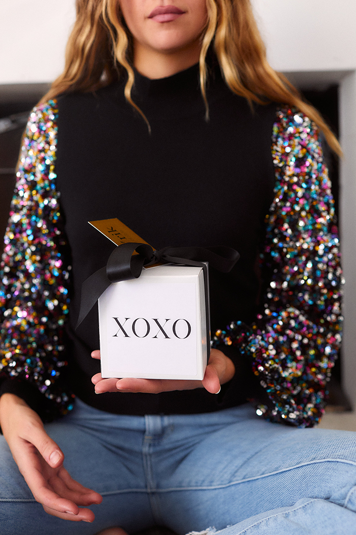 Katie Sequin Sleeve Knit Blouse