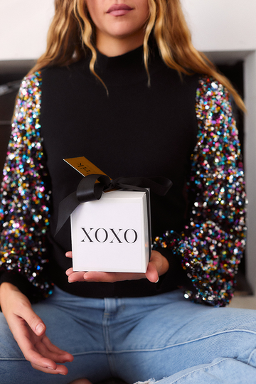 Katie Sequin Sleeve Knit Blouse