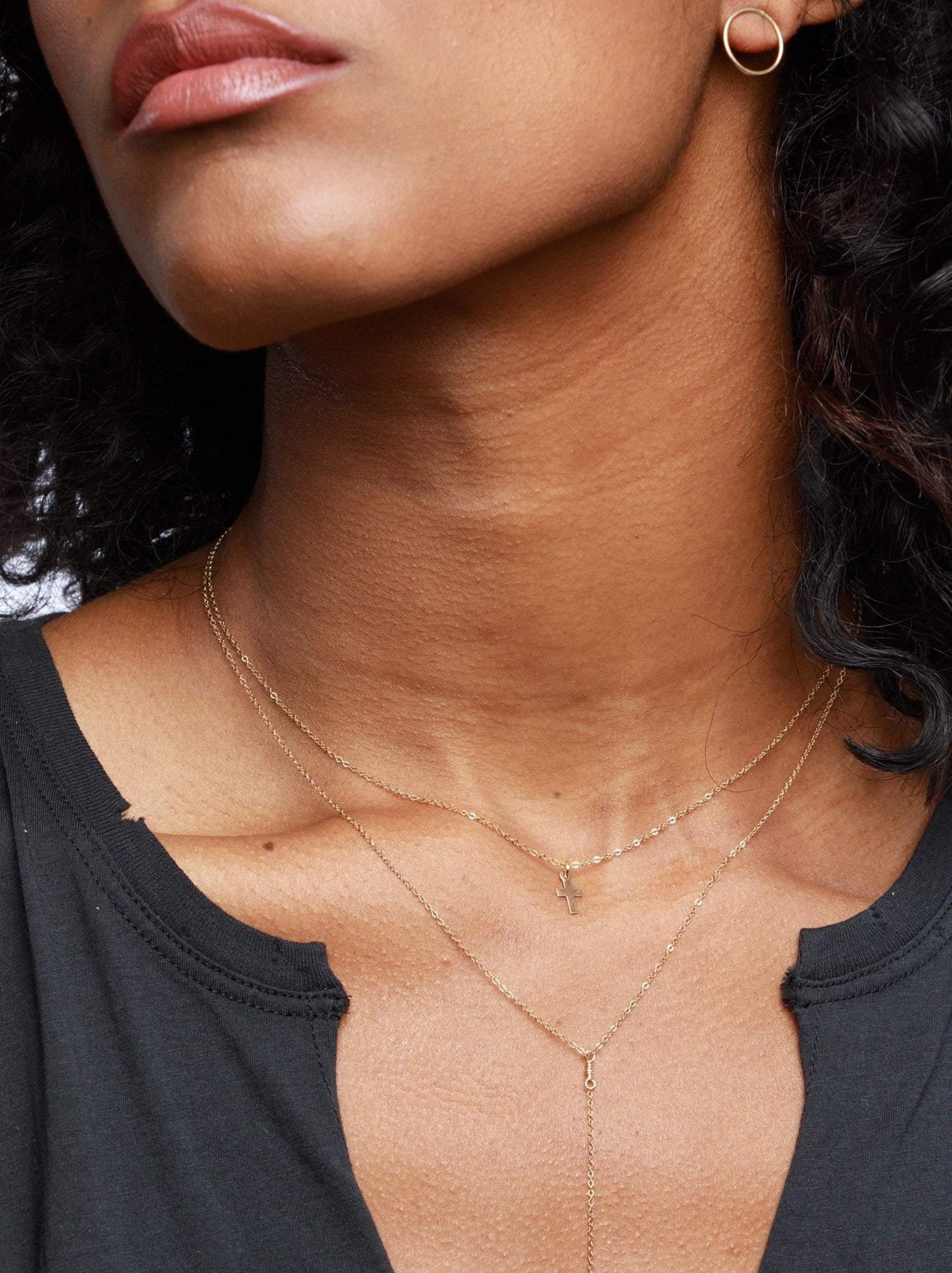 Mini Pendant Necklace: Gold Cross