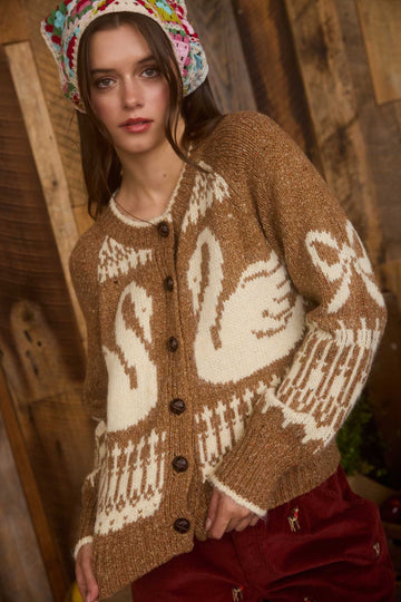 Ruby Button Up Swan Cardigan