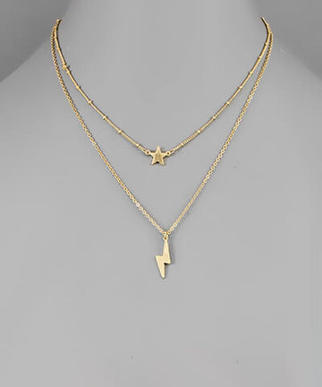 Trista Star and Lightning Bolt Layered Necklace