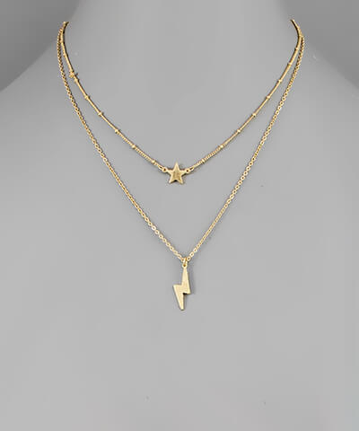 Trista Star and Lightning Bolt Layered Necklace