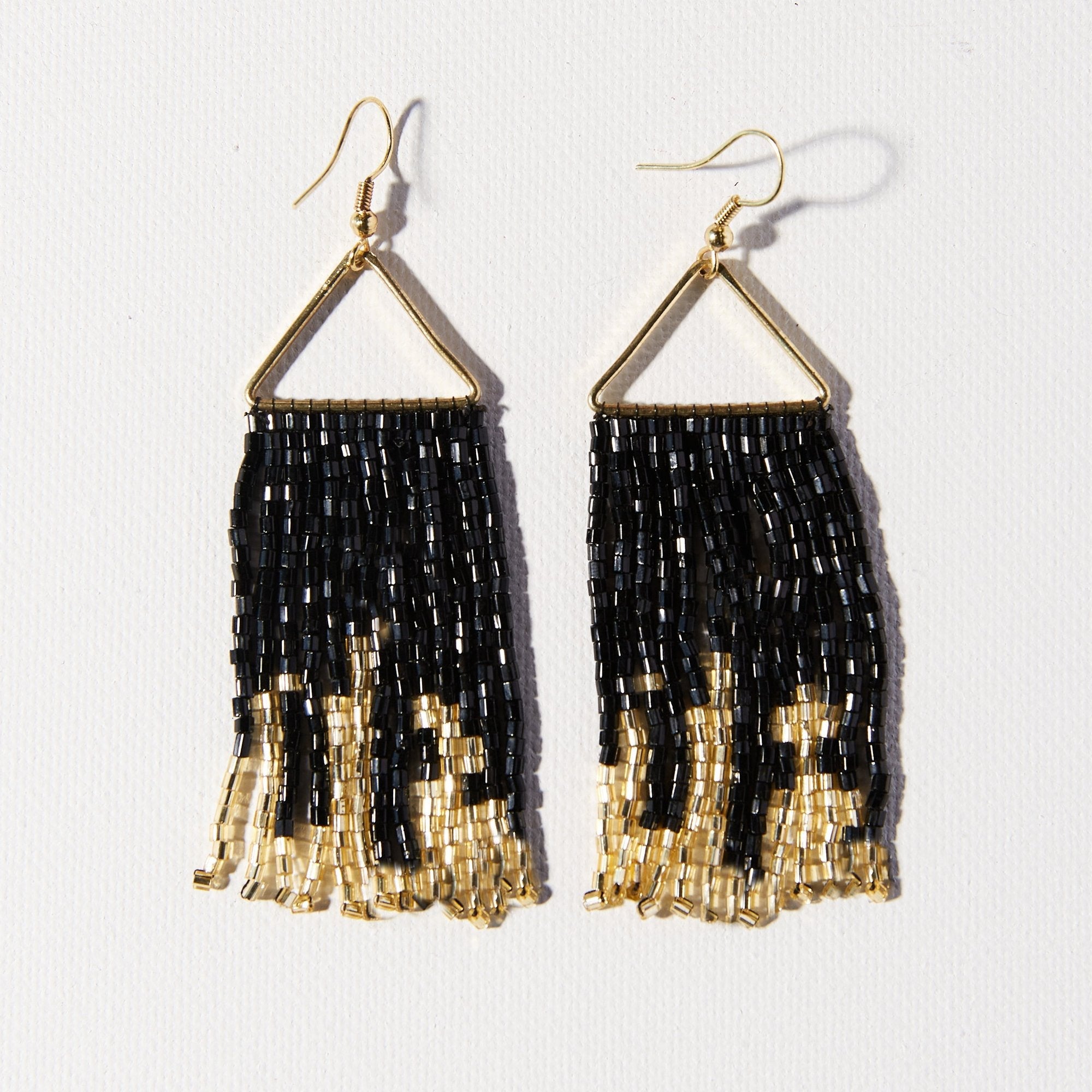 Ink+Alloy Irridescent Fringe on Triangle Hanger Earring