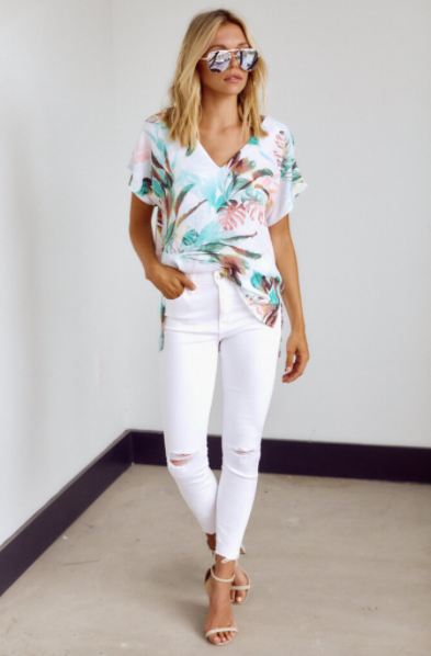 Lucille Palm Print Top