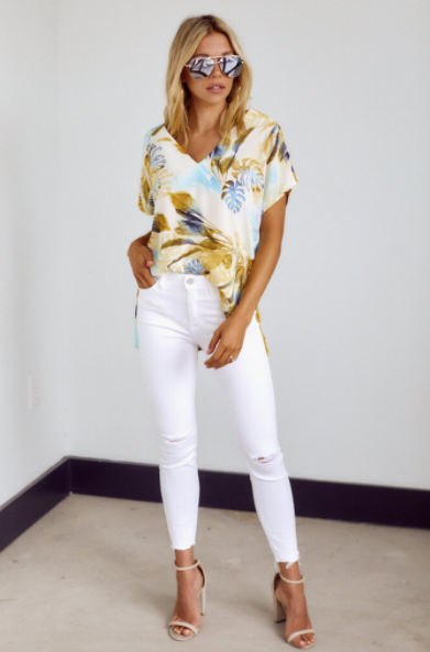 Lucille Palm Print Top