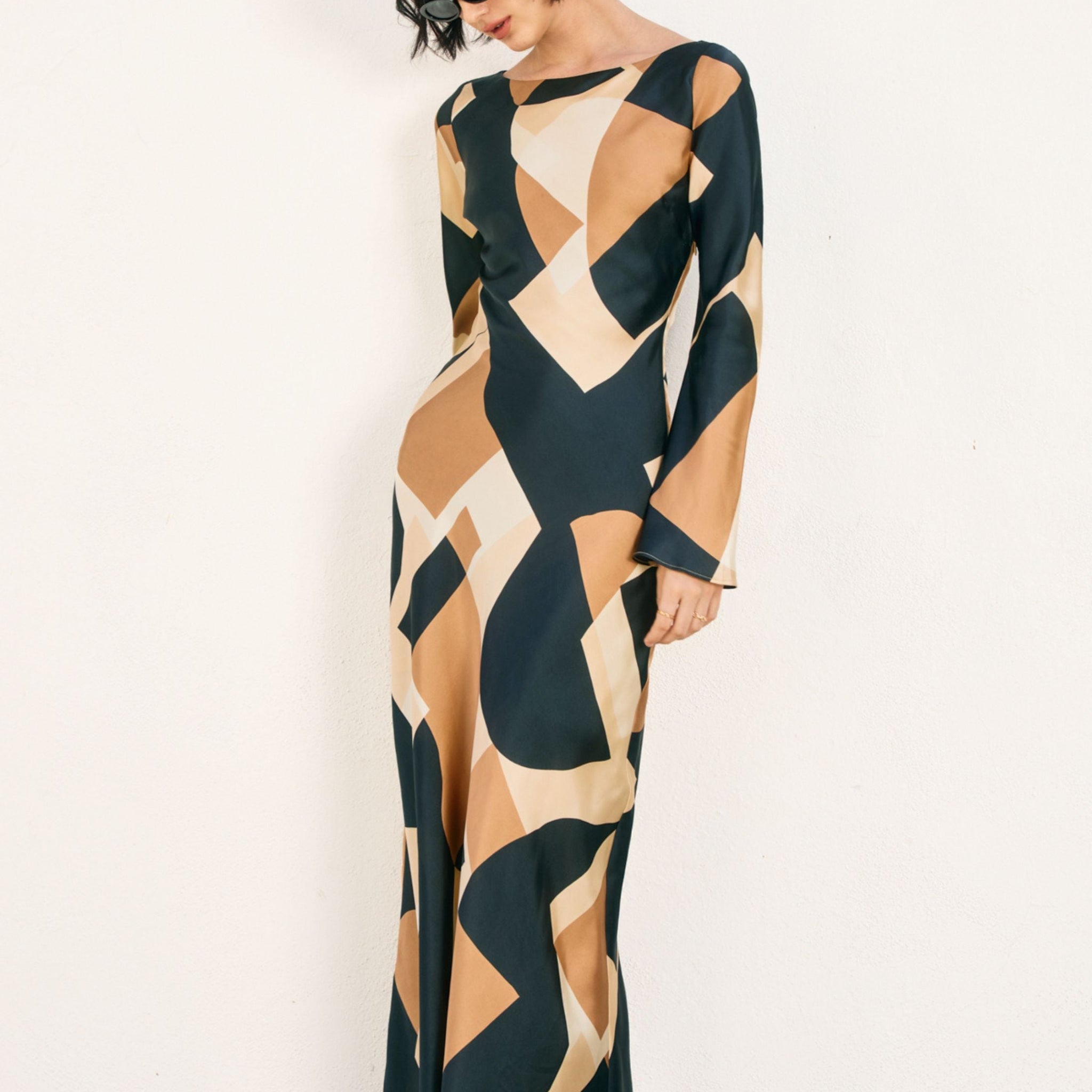 Lily Long Sleeve Abstract Dress