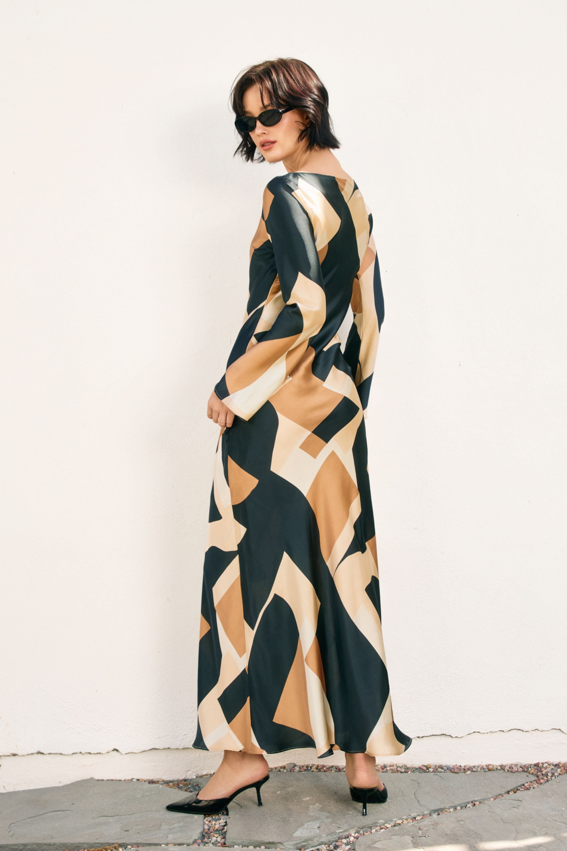 Lily Long Sleeve Abstract Dress