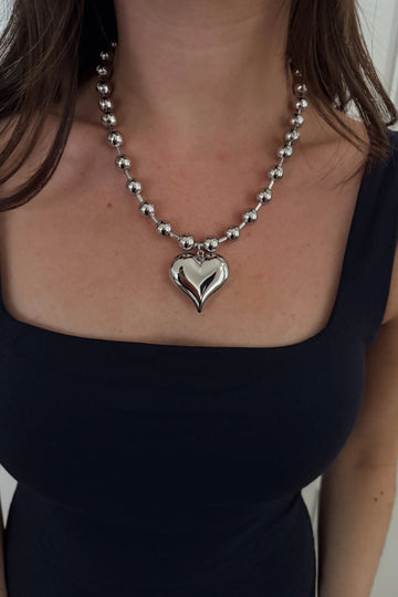 Silver Bubble Heart Necklace