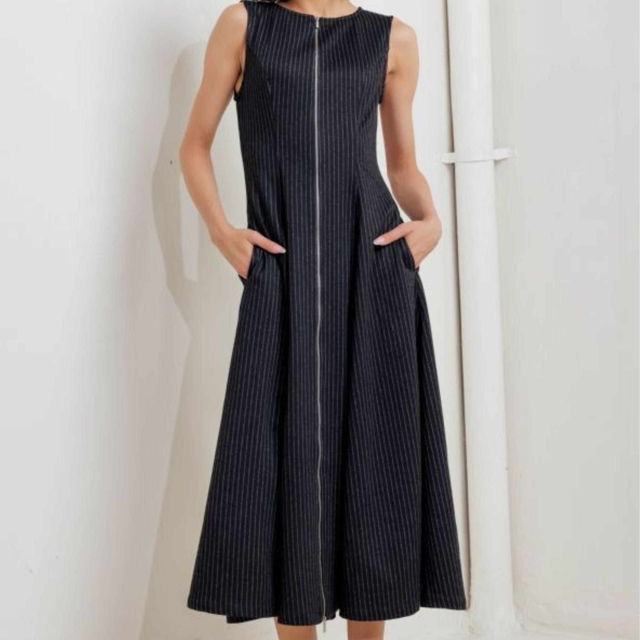 Monica Zip Up Striped Dress