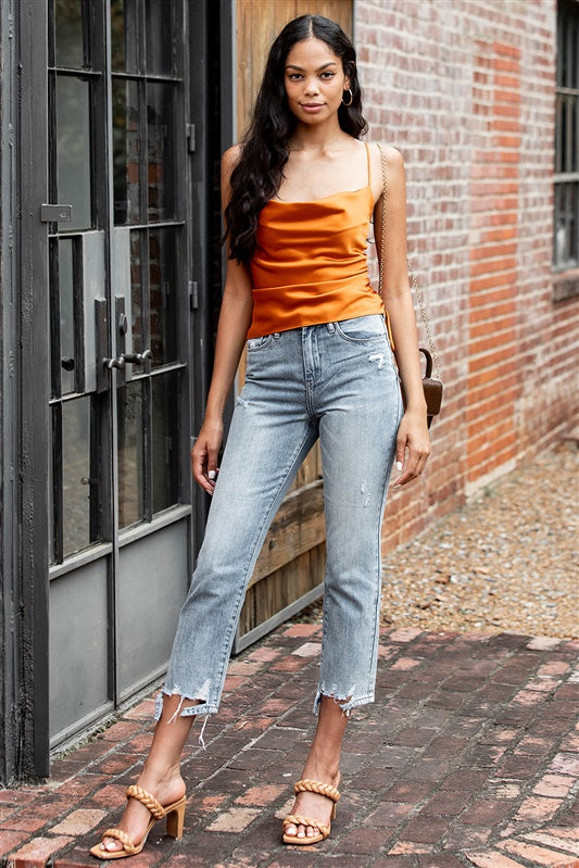 Cebra Cowl Neck Ruched Side Tank