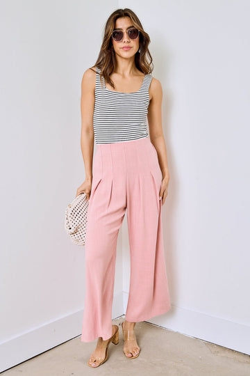 SALE - Naomi Pleated Cropped Linen Pants