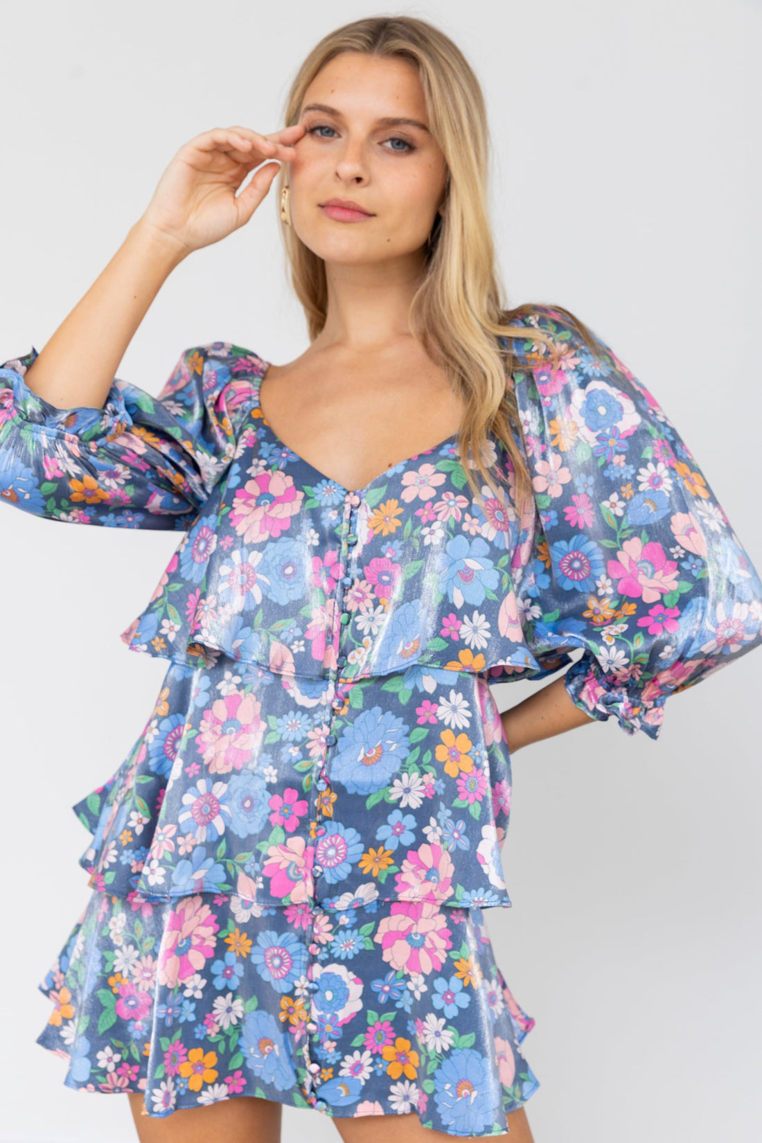 SALE - Jasper Bright Multi Color Floral Mini Dress