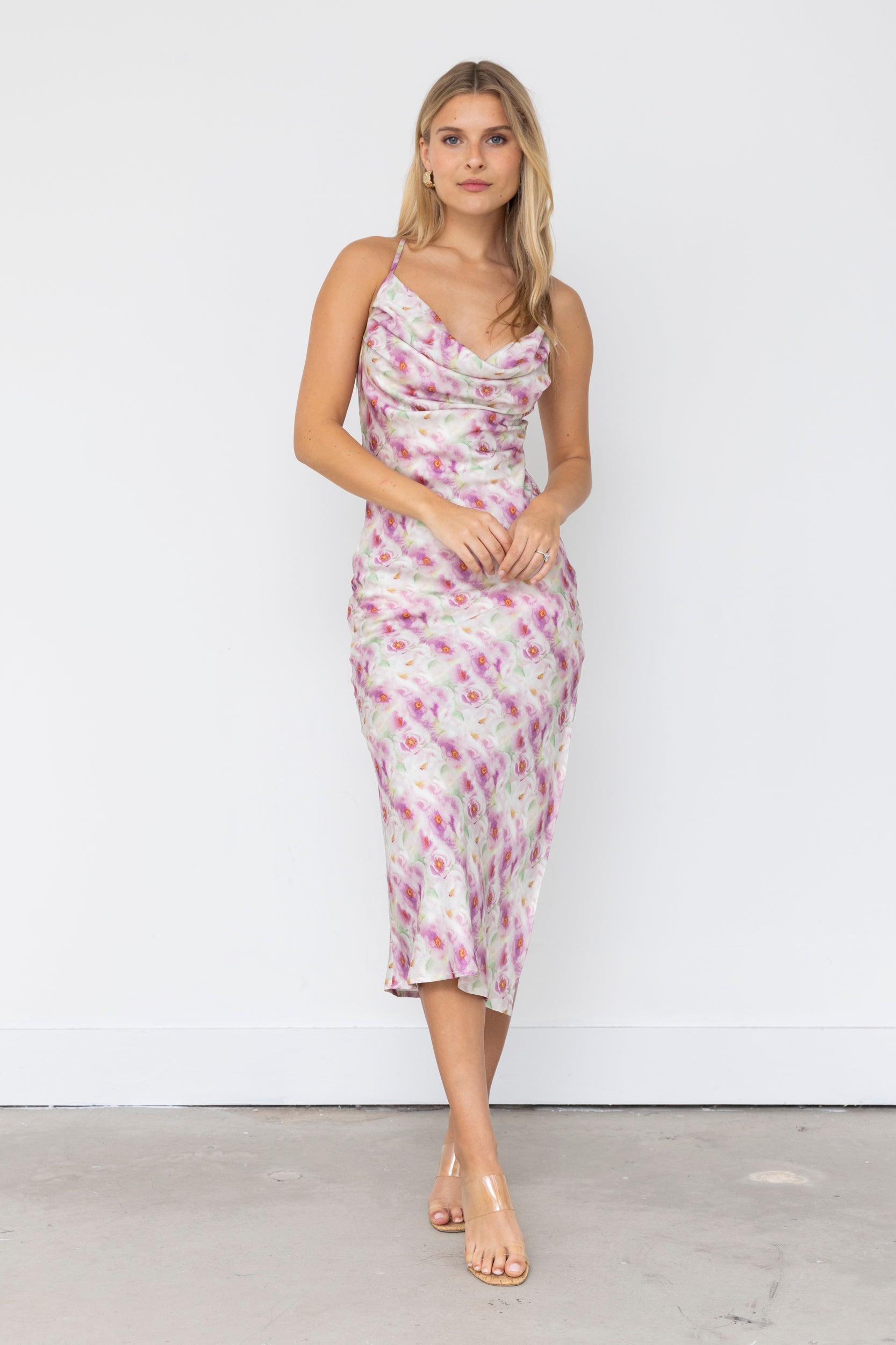 SALE - McCoy Printed Cowl Neck Slip Dress