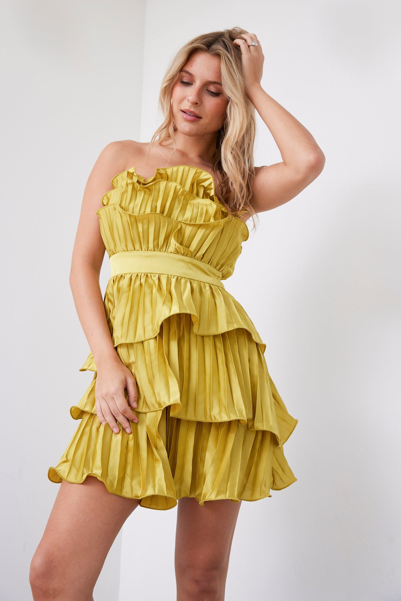 Gracie Strapless Ruffled Tiered Mini Dress