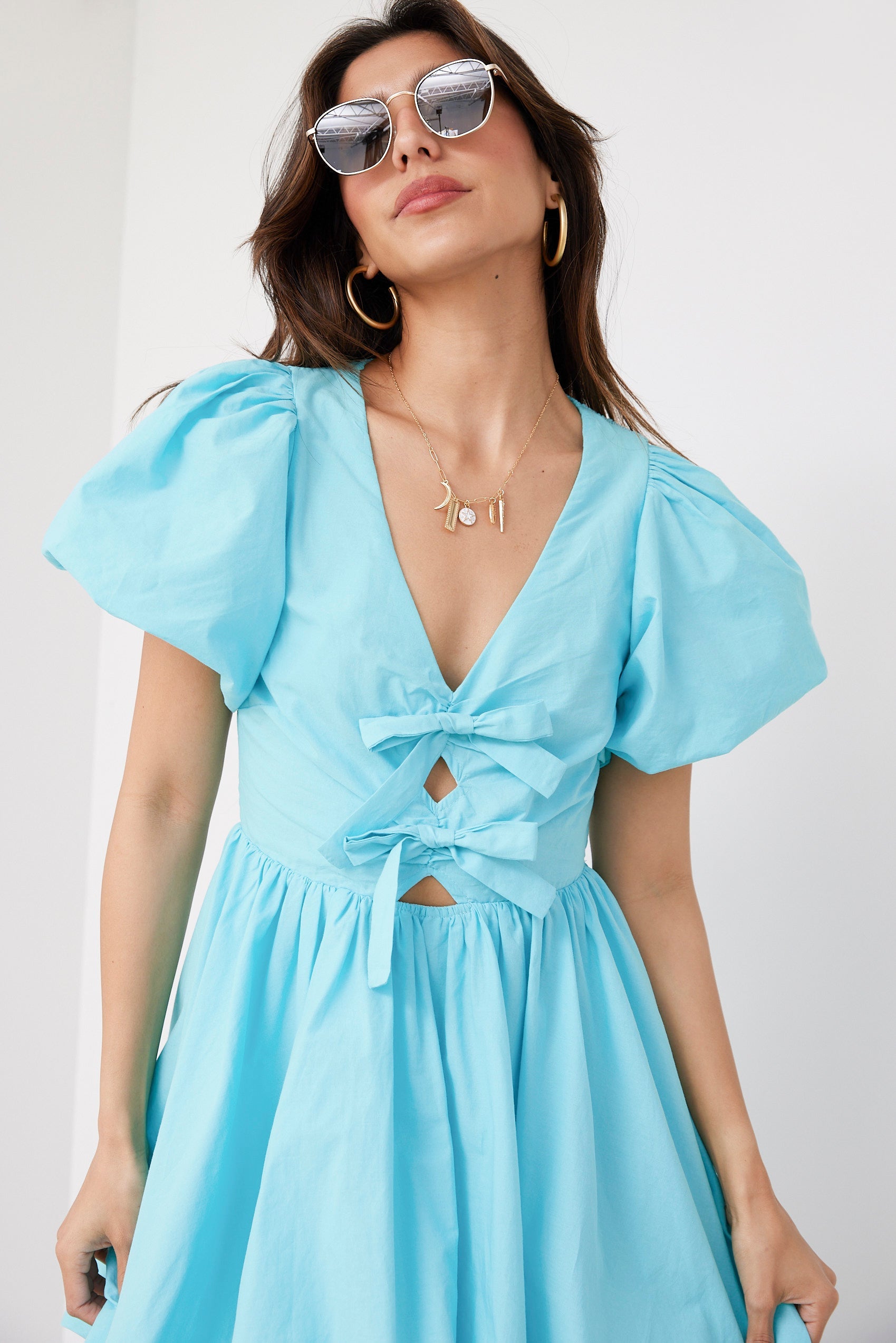 Lenny Poplin Bubble Hem Mini Dress