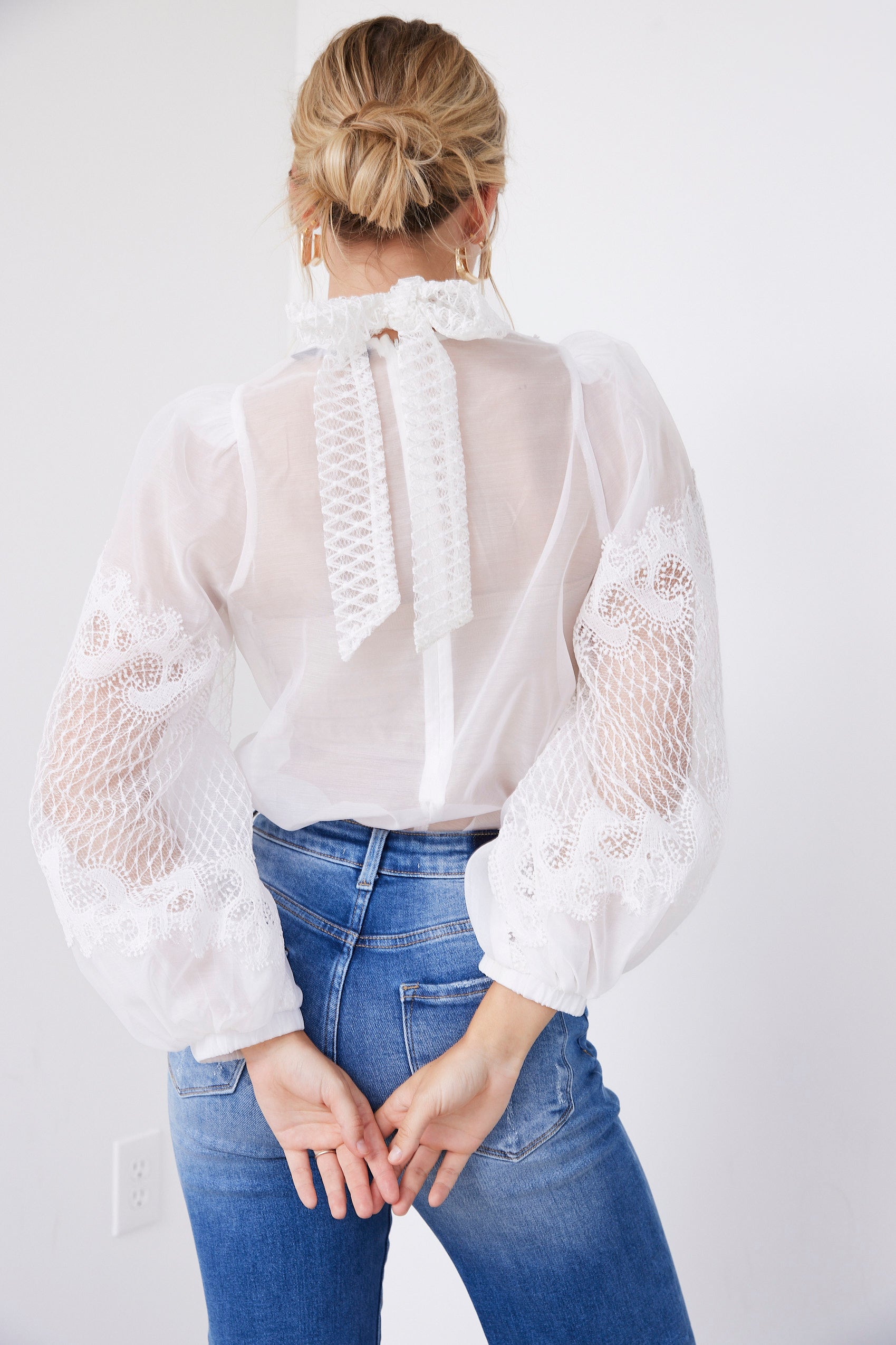Rowan Long Sleeve Mock Neck Lace Top