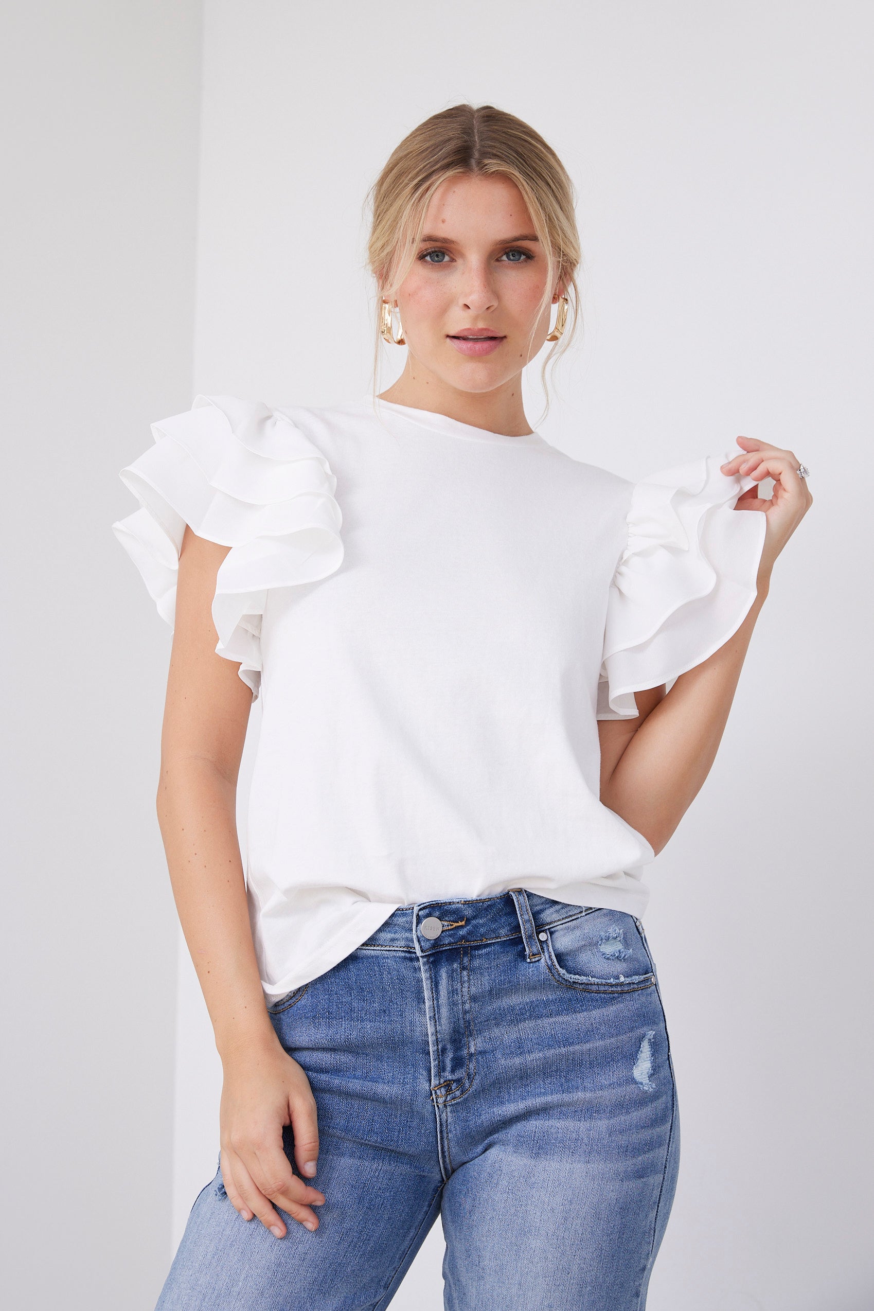 Dylan Ruffle Sleeve Tee