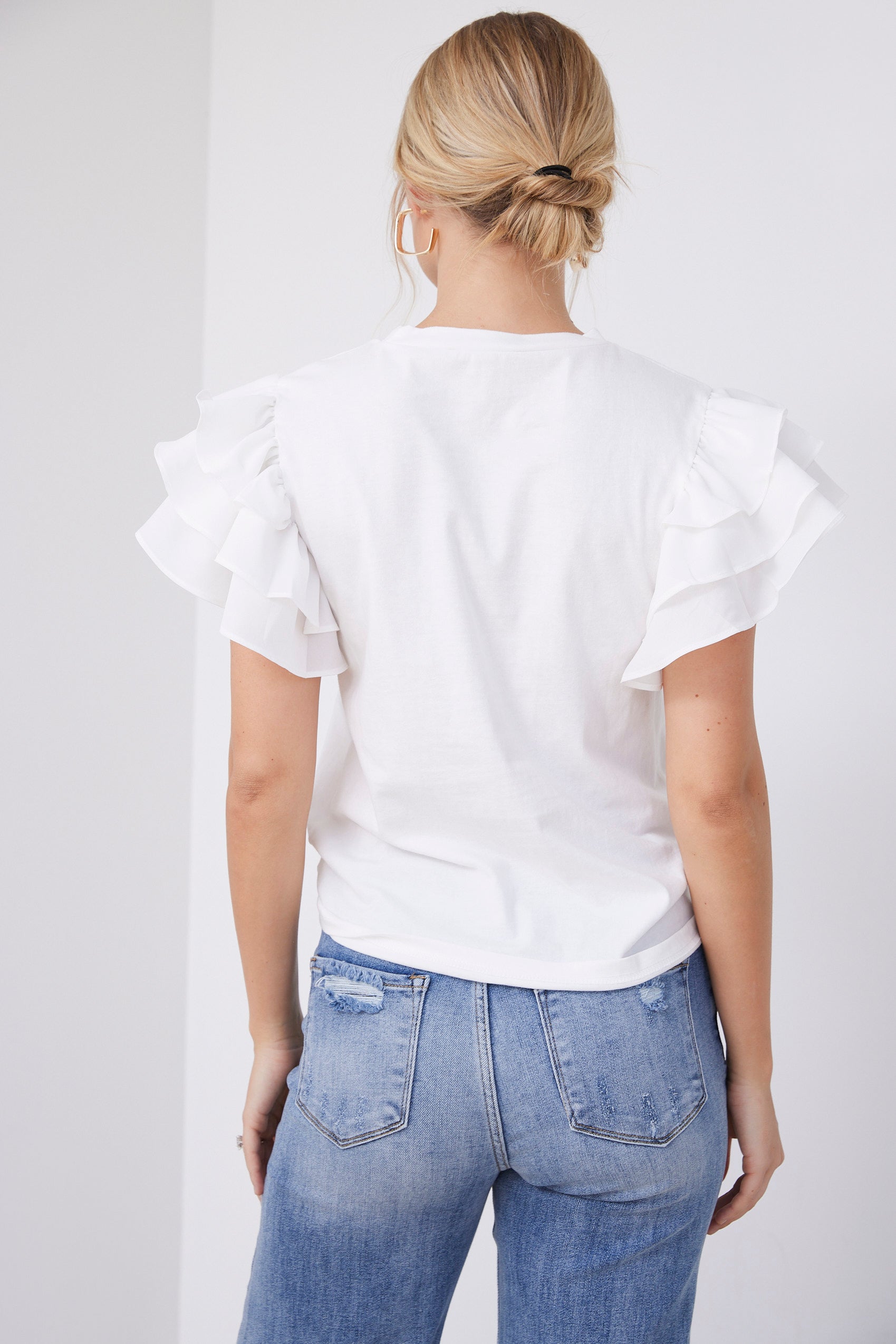 Dylan Ruffle Sleeve Tee