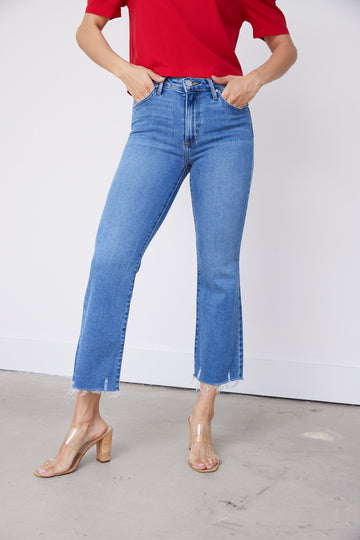 Canyon Distressed Hem Crop Flare Jean