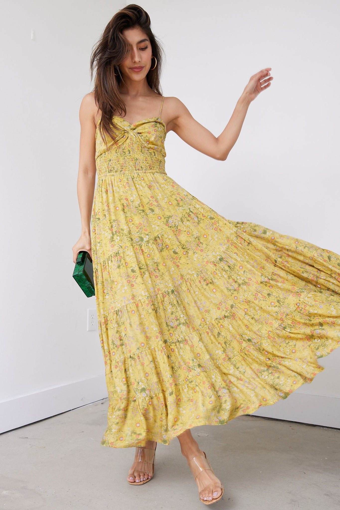 SALE - Villa Floral Printed Textured Maxi Dress