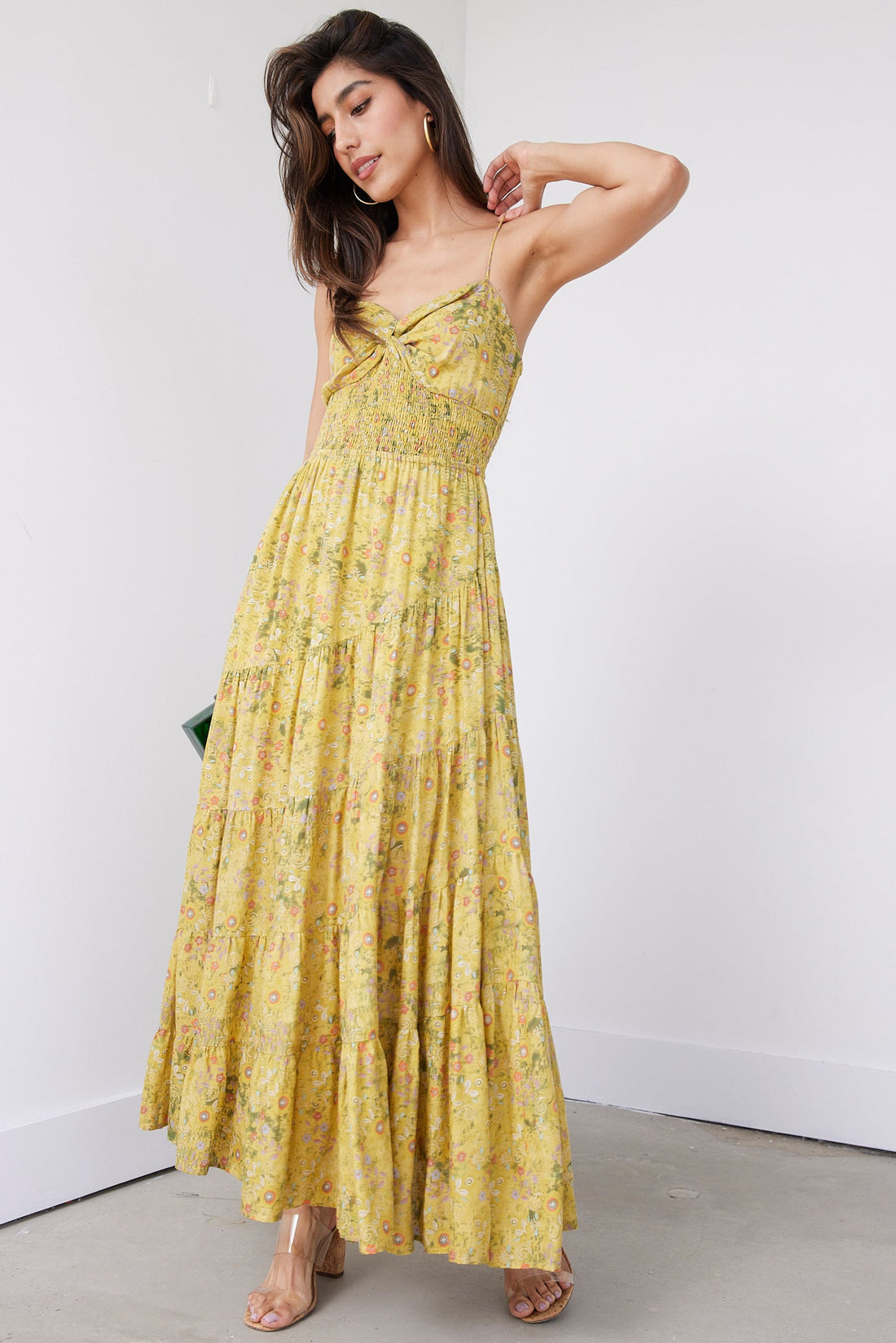 SALE - Villa Floral Printed Textured Maxi Dress