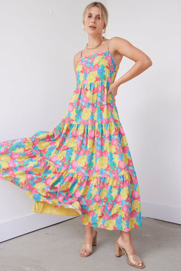 Bradley Multi Colored Ruffled Midi Dress