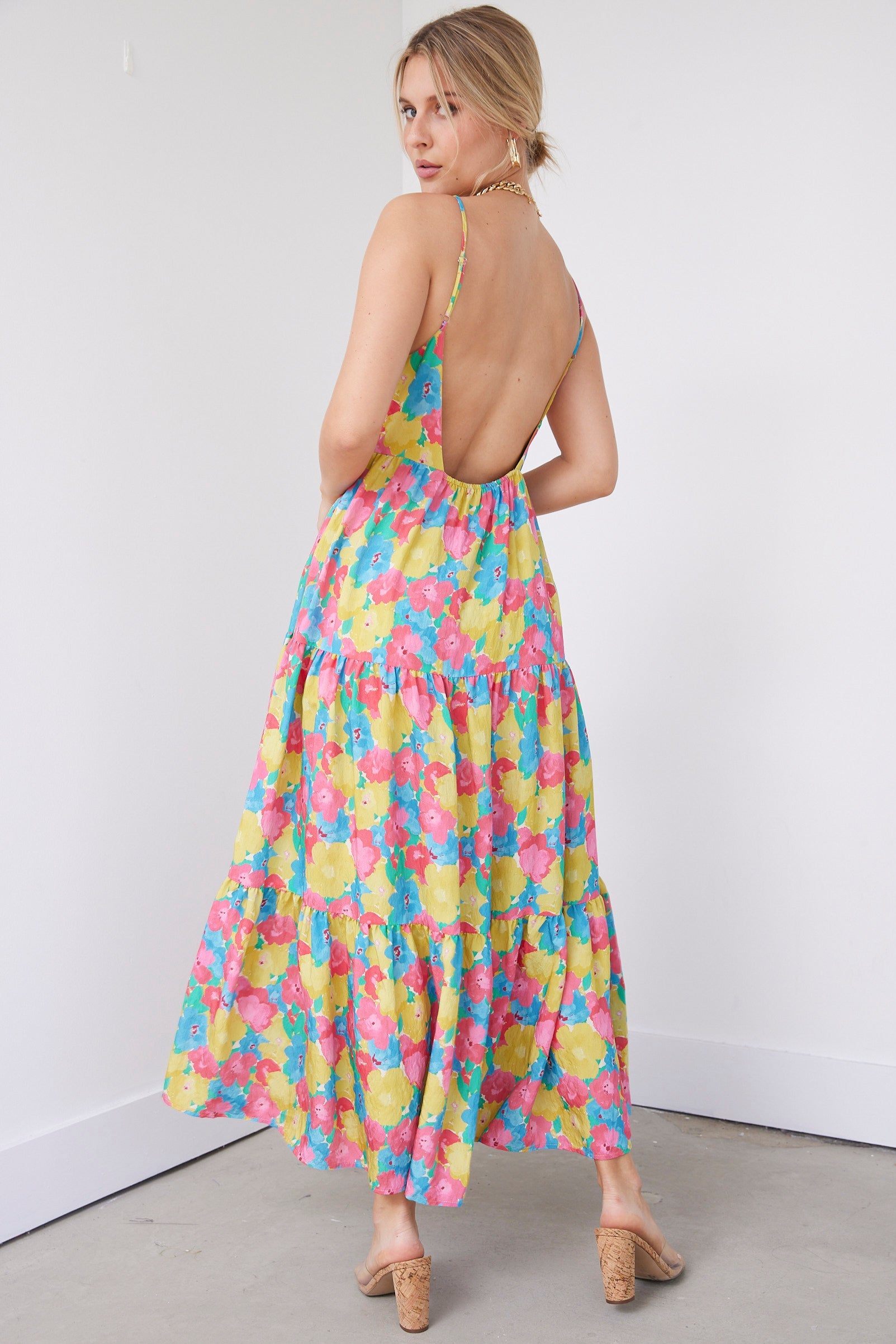 Bradley Multi Colored Ruffled Midi Dress