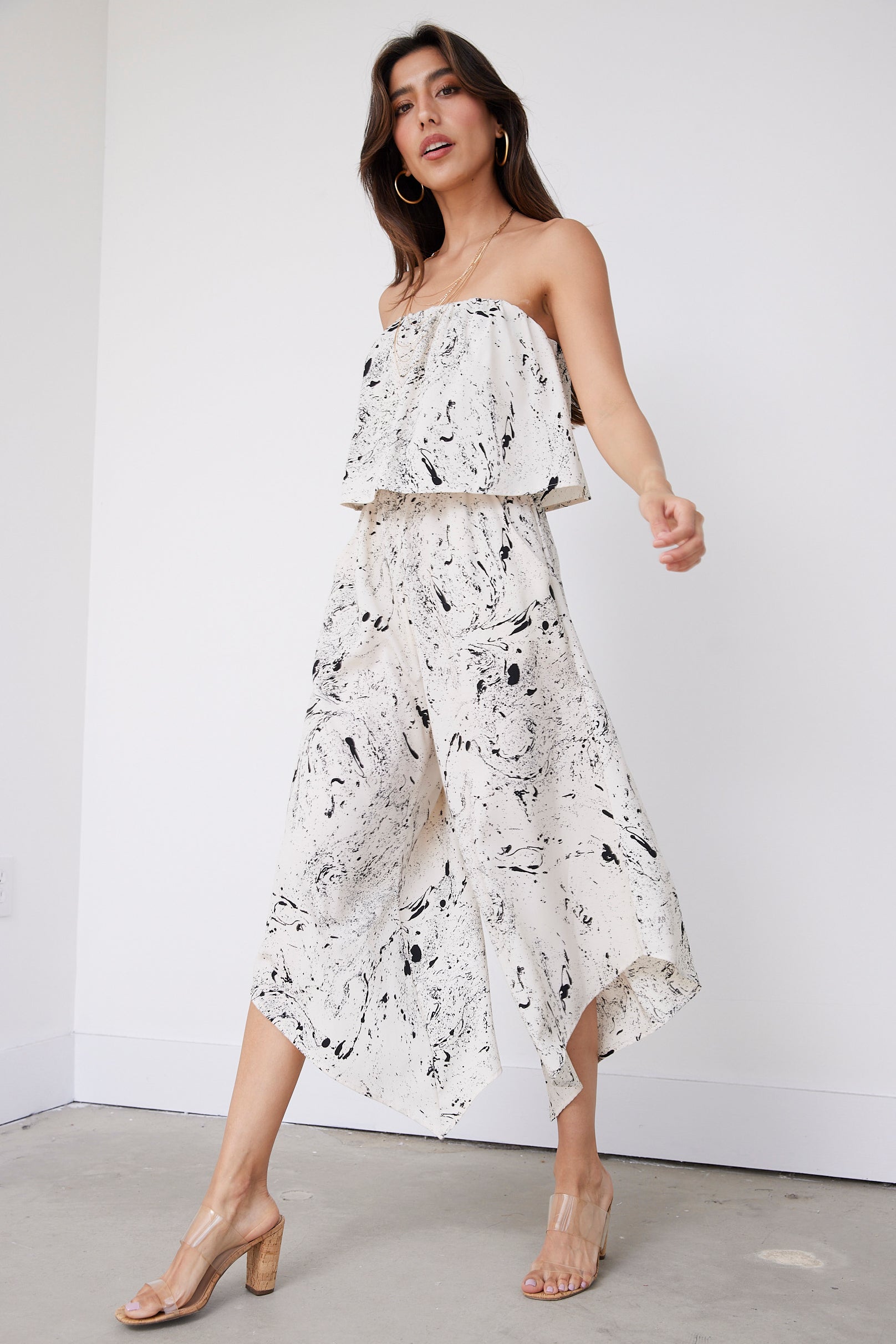 Jennie Printed Strapless Jumpsuit