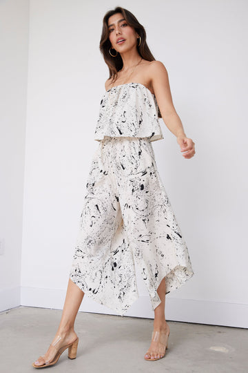 Jennie Printed Strapless Jumpsuit